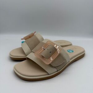Reef Lana Buckle Slide Sandals Womens 8 Vintage Cream CJ6945 Cushion Comfort New